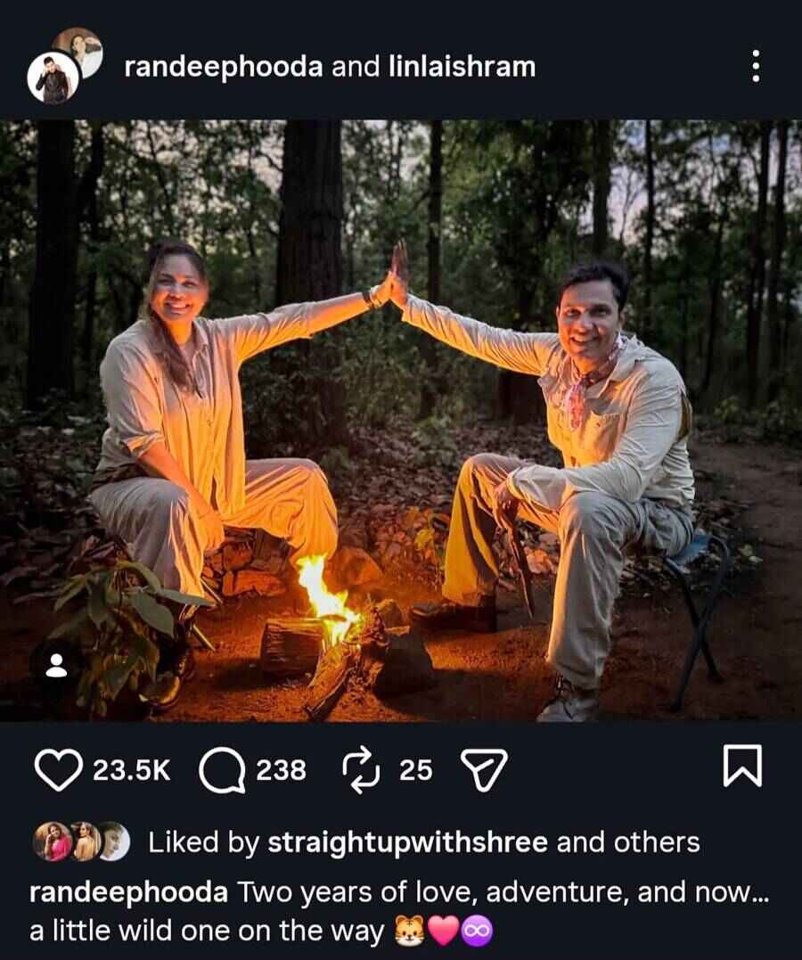 সন্তান আগমনের ঘোষণায় লিন লৈশরাম-রণদীপ হুডা।