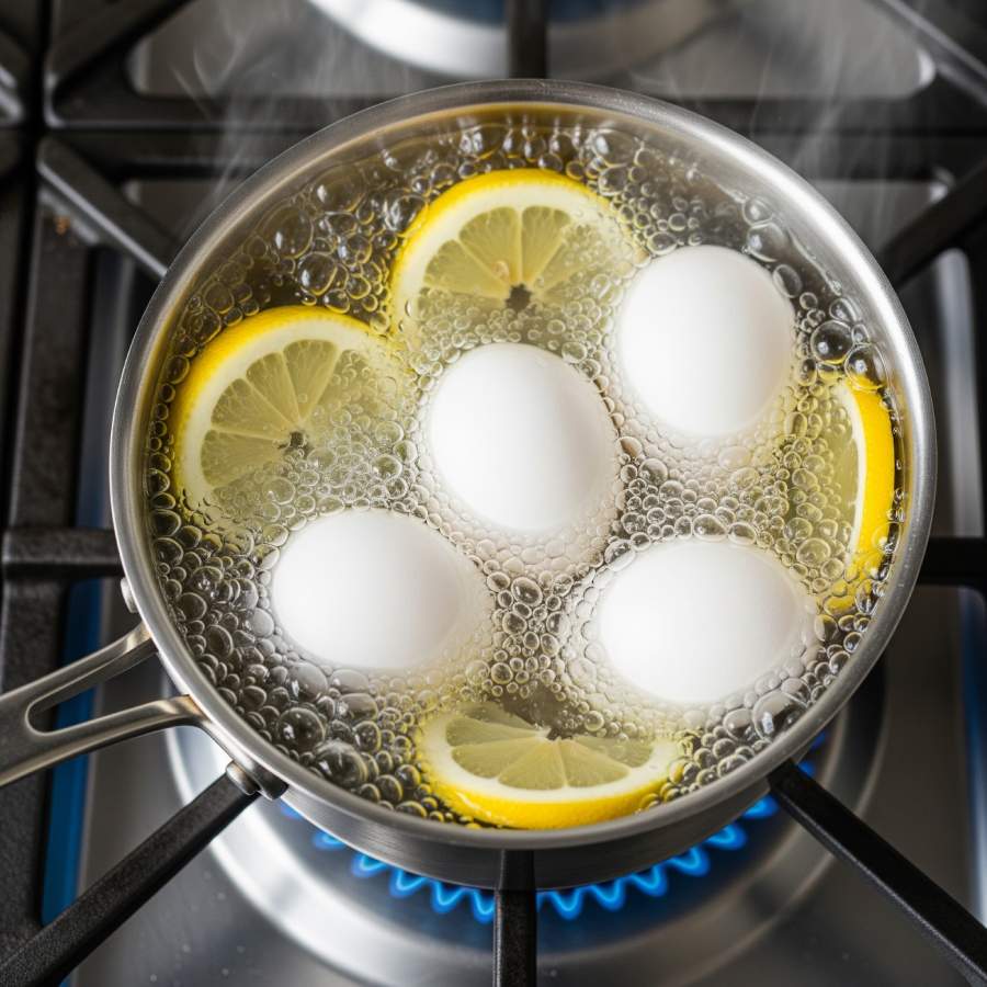 What would happen if you add slices of lemon while boiling eggs dgtl