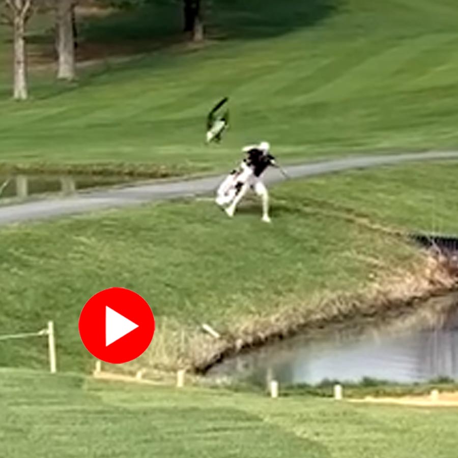 Video of golfer getting scared by goose and fell in pond goes viral dgtl