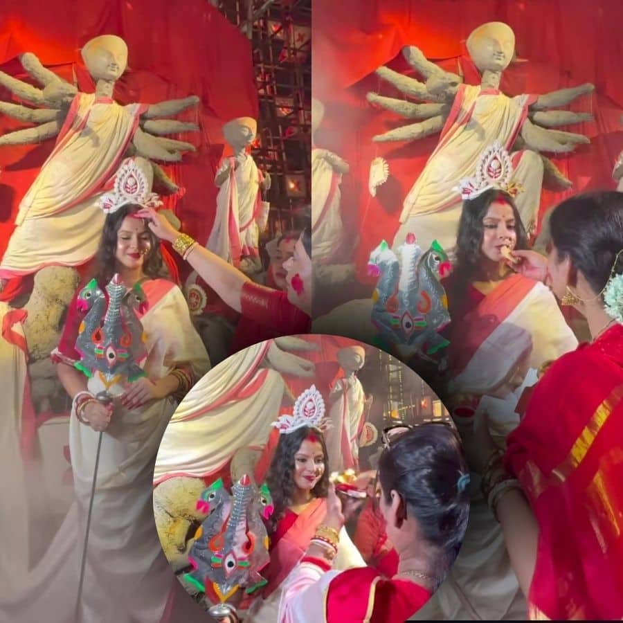 Chakraberia sarbojanin durgotsav committee performed boron and sindoor Khela with jibonto Durga dgtl