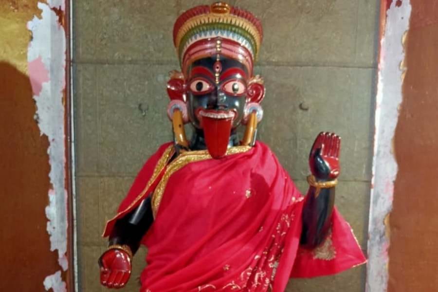 গুহ্যকালীর রূপ অতি ভয়ঙ্কর। দুই হাতে সাপ ও খড়্গ। গাত্রবর্ণ যেন গাঢ় মেঘ। কাঁধে ৫০টি নরমুণ্ডের মালা। কটিতে স্বল্প কৃষ্ণবস্ত্র। কাঁধে নাগবেষ্টিত উপবীত, মাথায় জটা ও অর্ধচন্দ্র, কানে শবদেহরূপী অলঙ্কার। 