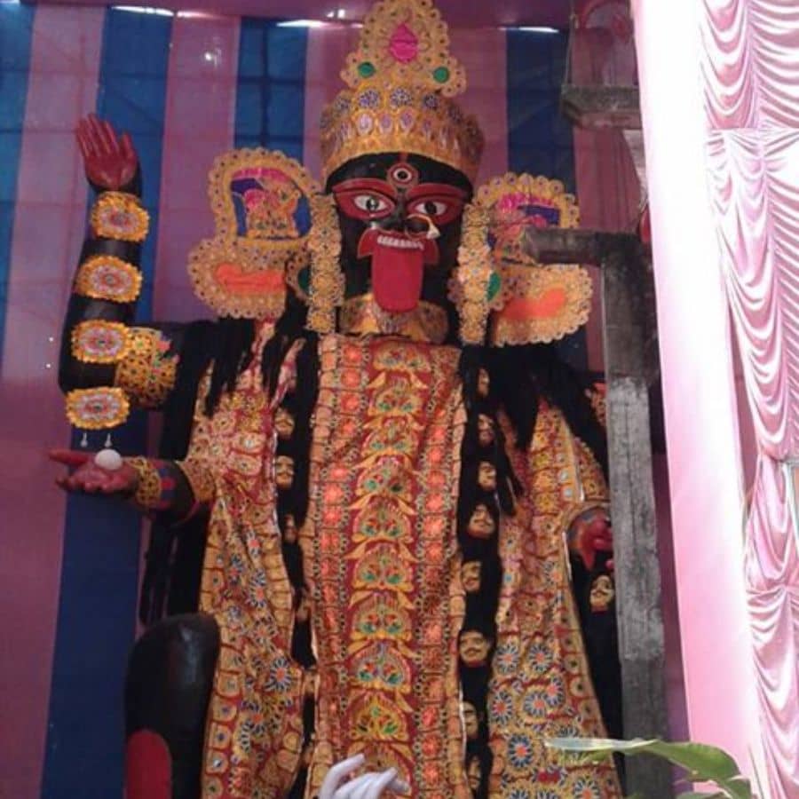 নদীয়ার শান্তিপুরের নৃসিংহপুরের কালনাঘাটে বিগত ৪৮ বছর ধরে পূজিত হয়ে আসছেন ৫২ হাতের এই কালী প্রতিমা। 