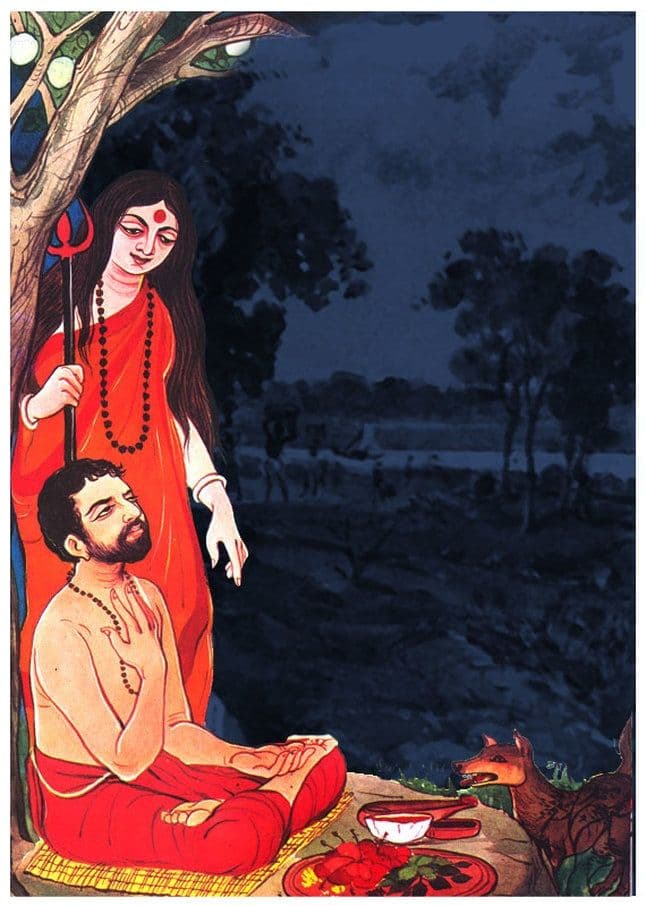 শোনা যায়, এক রাতে স্বপ্নে দেবী তাঁকে নির্দেশ দেন— সকালে কৃষ্ণানন্দ প্রথম যাঁকে দেখবেন, সেই রূপ থেকেই যেন তাঁর প্রতিমা তৈরি করেন। সেই মতো ভোরে বেরিয়ে কৃষ্ণানন্দ দেখলেন এক গ্রাম্য রমণীকে।