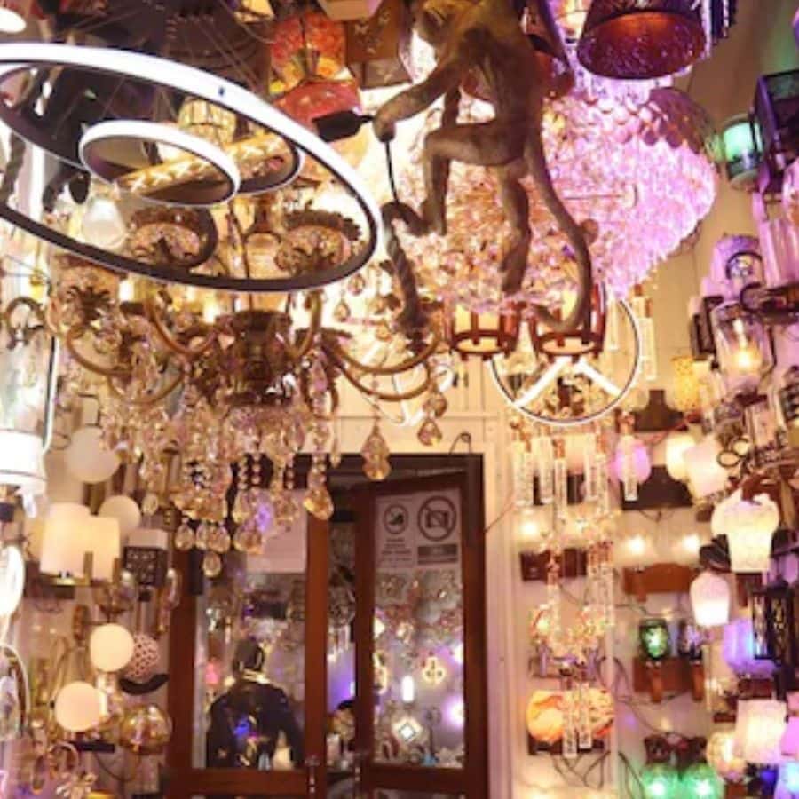 প্রায় আড়াই হাজার দোকান সাজানো এই লাইট স্ট্রিটে ক্রিস্টাল ঝাড়বাতি থেকে শুরু করে এলইডি প্রদীপ, সবই মিলবে।