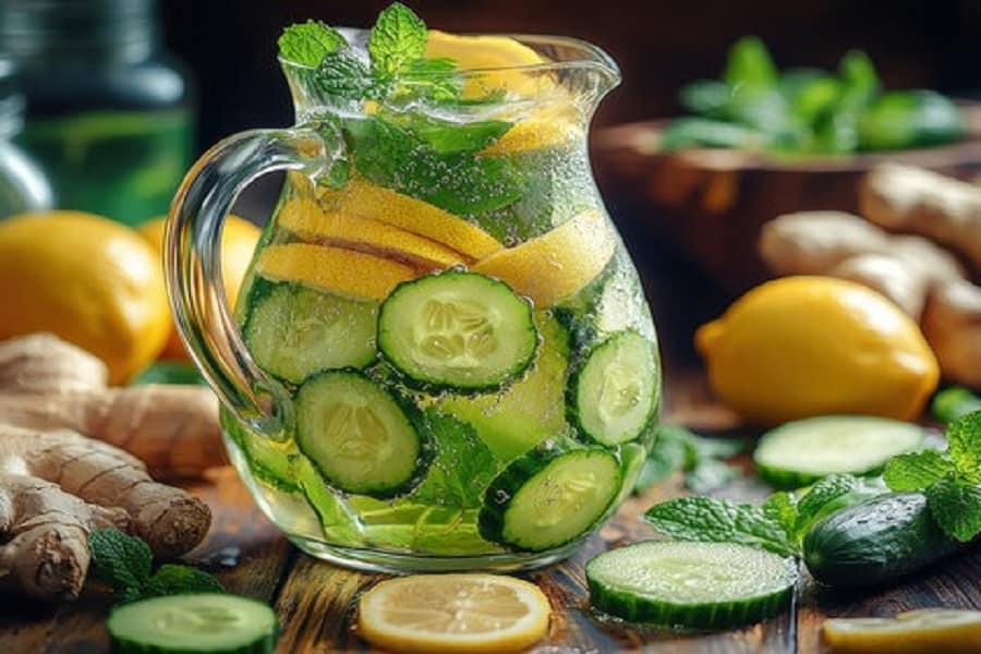 এ ছাড়া শরীরকে ডিটক্স করতে হলে জলে শসার টুকরো, মৌসাম্বি বা বাতাবি অথবা কমলালেবুর টুকরো দিন। সেই জল পান করুন। 