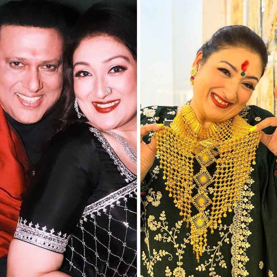 Sunita Ahuja got a big gold necklace from husband Govinda on Karva Chautth dgtl