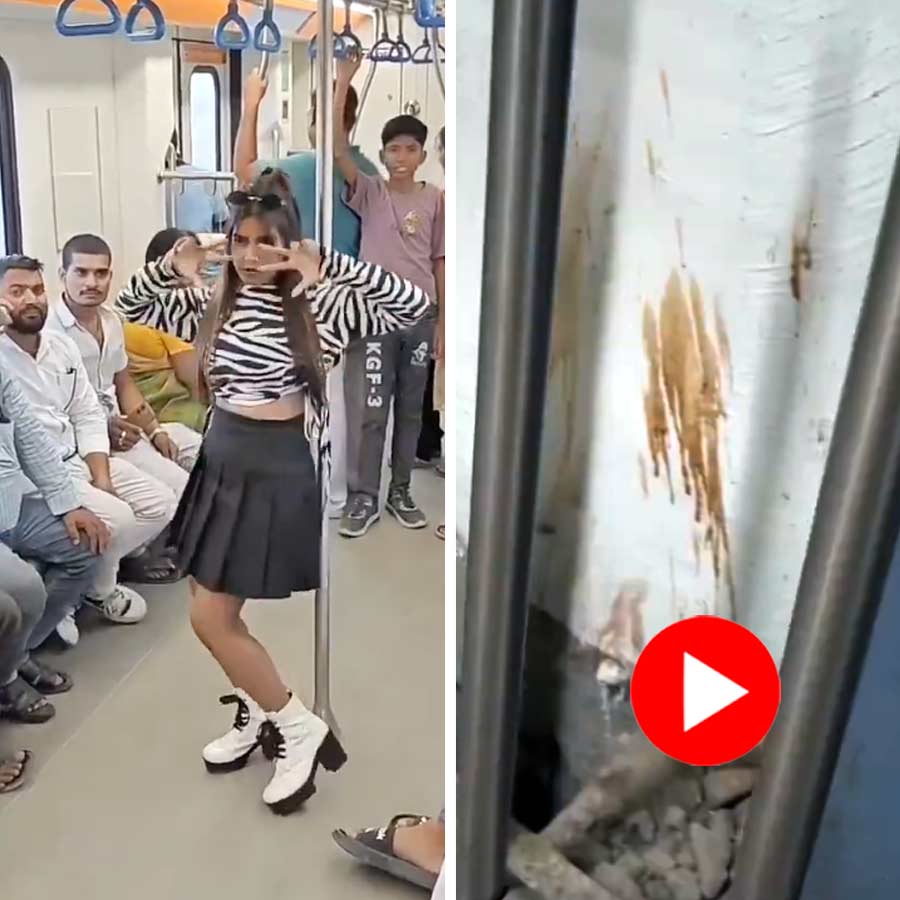 Video of girl making dance reels and people spitting gutkha in newly launched Patna metro dgtl