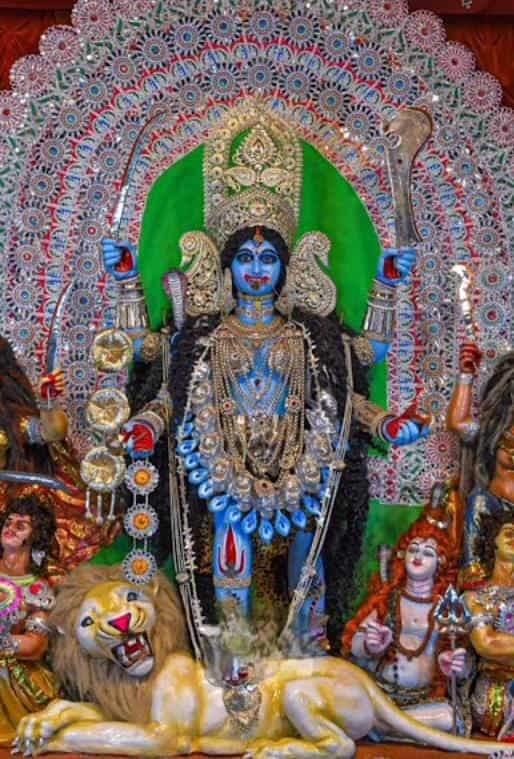 চেতলা শেতলা স্মৃতি সংঘে পুজো হয় সিংহের উপর উপবিষ্ট কালীর। 