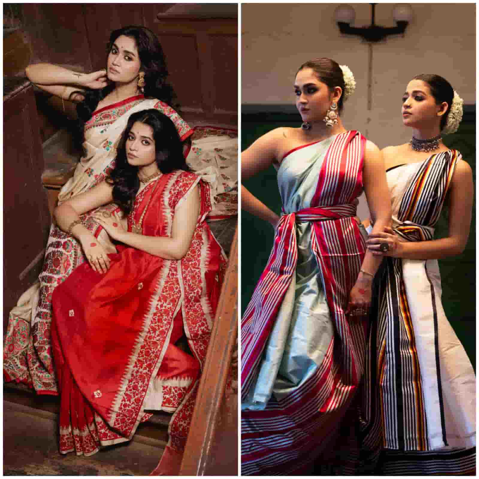  তাতেই যদি যোগ করা যায় সামান্য আধুনিকতার নির্যাস? পরনে লাল পাড় সাদা শাড়ি থাক অথবা লাল শাড়ির সঙ্গে লাল পাড়, মানানসই সোনালি এবং অক্সিডাইজ়ের অলঙ্কারে আপনিও হয়ে উঠতে পারেন অপরূপা। 