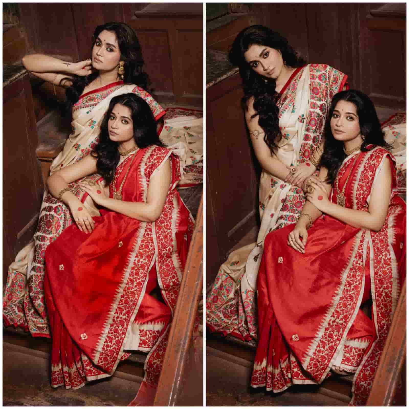 কেশসজ্জায় তেমন বিশেষ মাথা ঘামানোর প্রয়োজন নেই। খোলা ঢেউ খেলানো চুলেই আসবে আভিজাত্য। কপালে ছোট্ট টিপ আঁকবেন কি না, তা সম্পূর্ণটাই নির্ভর করছে আপনার উপরেই। 