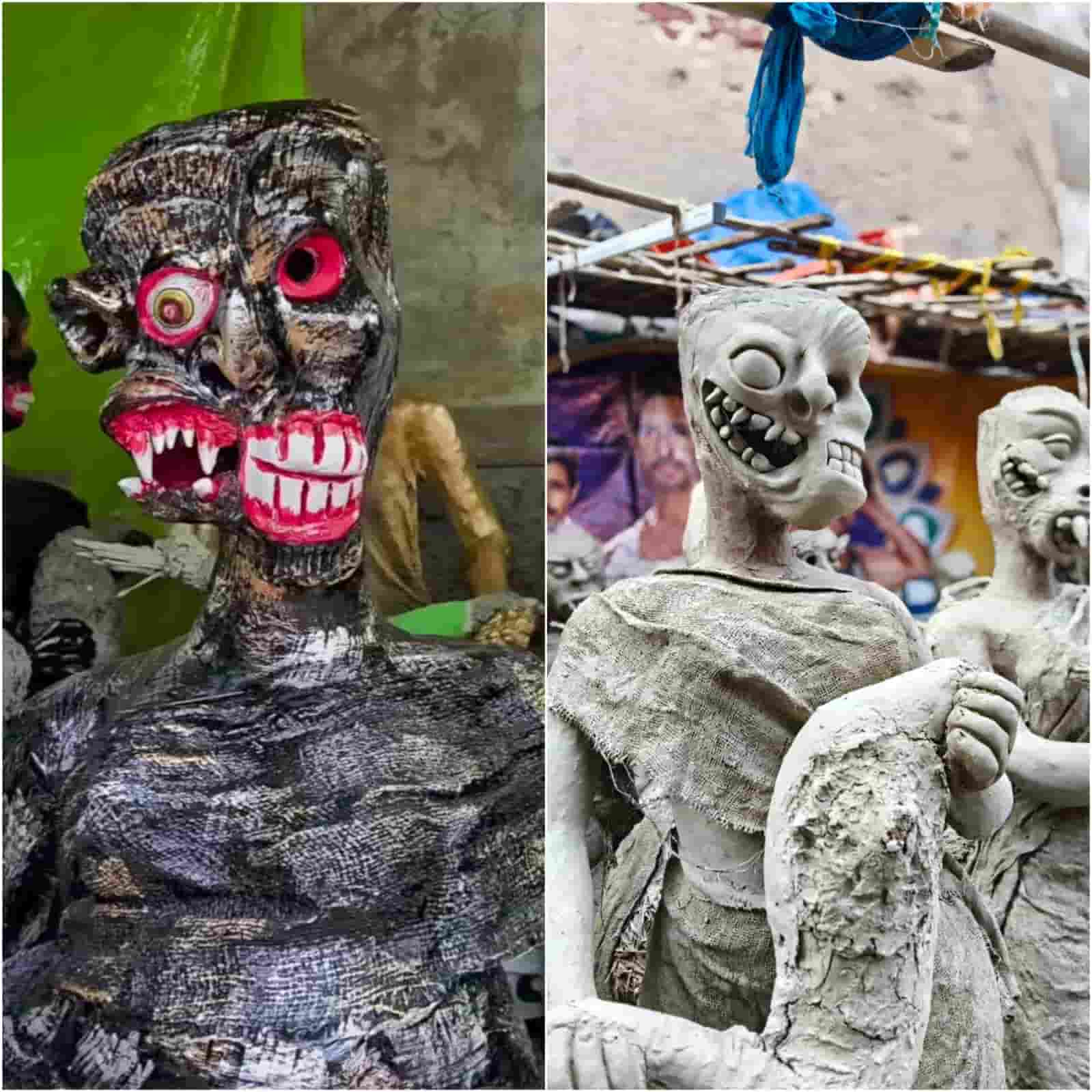  কারও মুখ থেকে ঝুলছে মুণ্ড, তো  কারও গালের পাশ দিয়ে বেরিয়েছে দাঁত। অদ্ভুত ভাবে বেঁকে গিয়েছে নাক। চোখের কাছ থেকেও যেন চোখ ফেরানো দায়।  