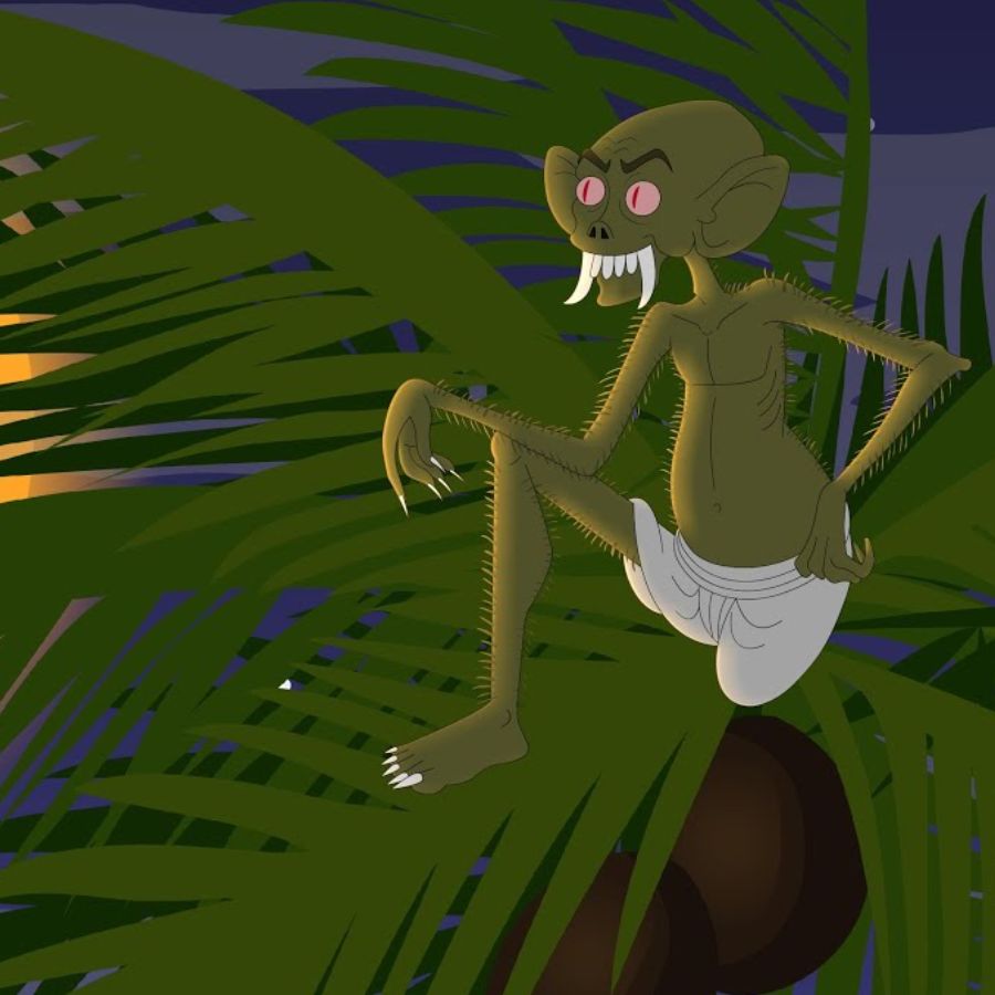 একানড়ে: ‘চন্দ্রবিন্দু’-র গানটা মনে আছে? ‘আমার ঘাড়ে একানড়ে ঠ্যাং ঝুলিয়ে নাচে...’। সেই একানড়ে একটি মাত্র পা নিয়ে ঘুরে বেড়ায়। বিশালাকার দাঁত নিয়ে এরা তালগাছের মগডালে বসে থাকে। পথচারীদের লম্বা ঠ্যাং ঝুলিয়ে ভয় দেখায়।