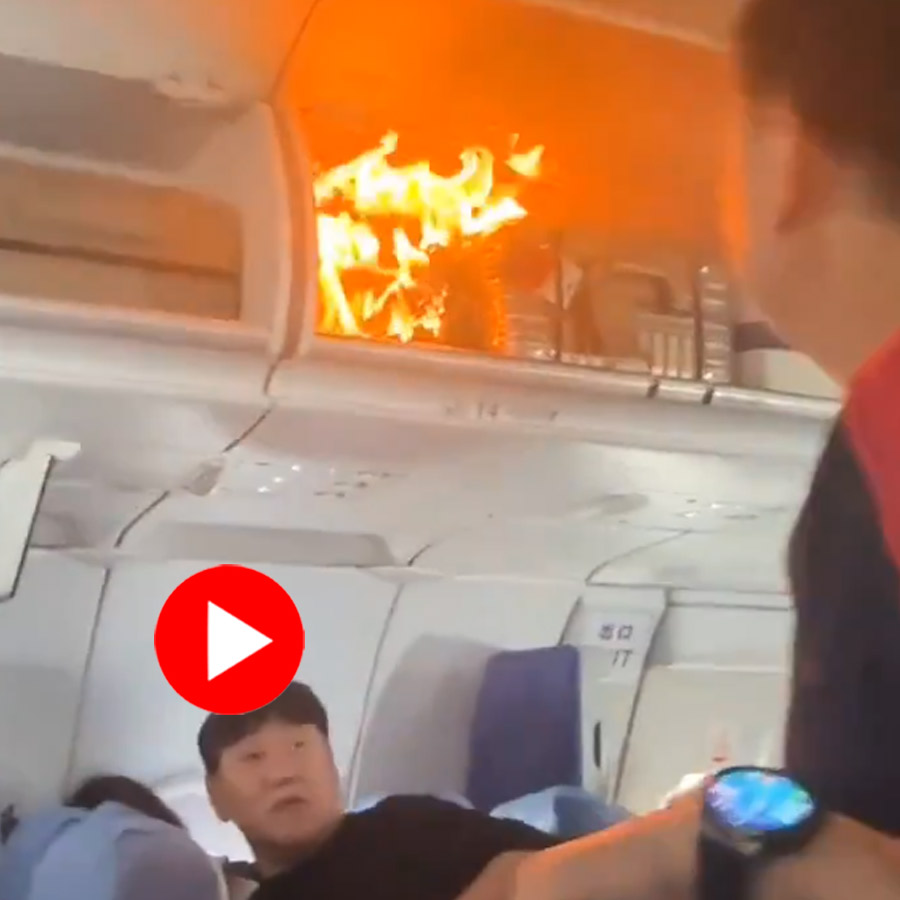 Video Of Lithium Battery Fire Erupting In Overhead Luggage Compartment On Air China Flight Mid Air dgtl