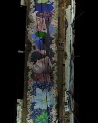 মাকে স্বাগত জানানোর রঙিন পথ: এই আলপনা মা কালীকে স্বাগত জানানোর জন্য! মণ্ডপে প্রবেশের পথে এটি তৈরি করা হয়েছে। আলপনাটি যেন মায়ের প্রতি তাঁর ভক্তদের ভালবাসার প্রতীক।