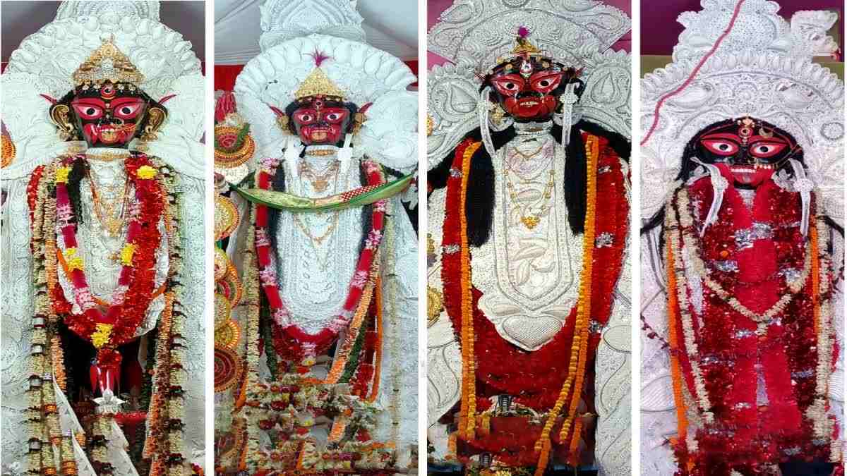 বড় মা, মেজ মা, সেজ মা ও ছোট মা: চার বোনের নাম যথাক্রমে - বড় মা, মেজ মা, সেজ মা ও ছোট মা। গ্রামে ঢুকলেই প্রথমে বড় মায়ের দর্শন পাওয়া যায়। প্রতিমার উচ্চতা প্রায় ২০ ফুট। এর পরে দেখা মেলে বাকি তিন বোনের, তাঁরাও বিশালাকার।