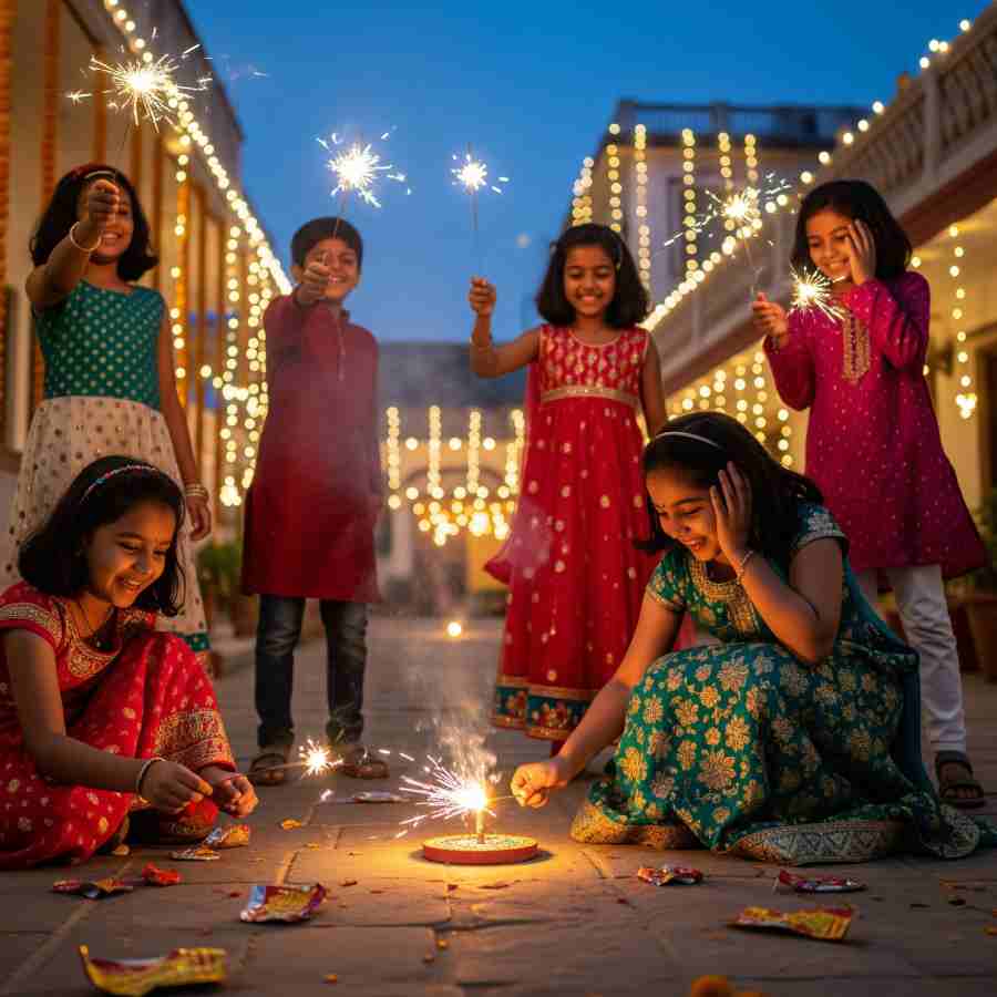 ছোটরা বাজি পোড়ানোর সময়ে সতর্ক থাকতে হবে অভিভাবকদের।