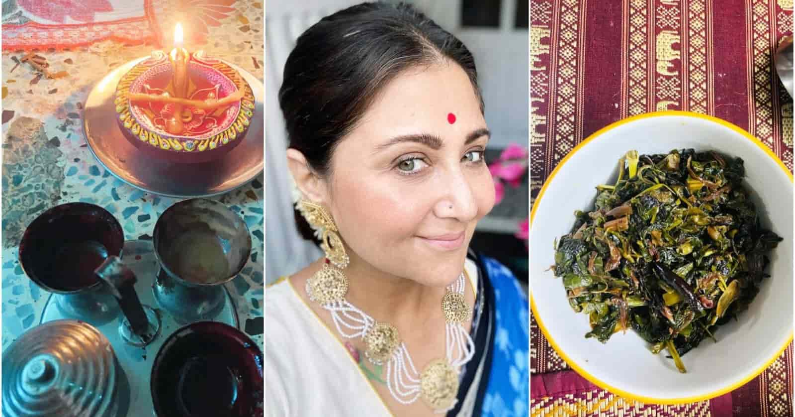 ঘরের দোরে চন্দন বাটা, ১৪ প্রদীপ জ্বালানো এবং ১৪ শাক খাওয়া, ভূত চতুর্দশীতে মায়ের শেখানো সবই নিষ্ঠা ভরে পালন করলেন স্বস্তিকা মুখোপাধ্যায়। 