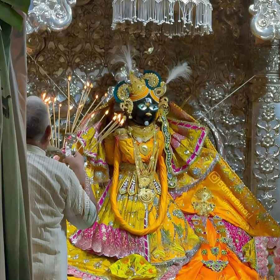 During inspection work What is found from Banke Bihari Temple's treasury