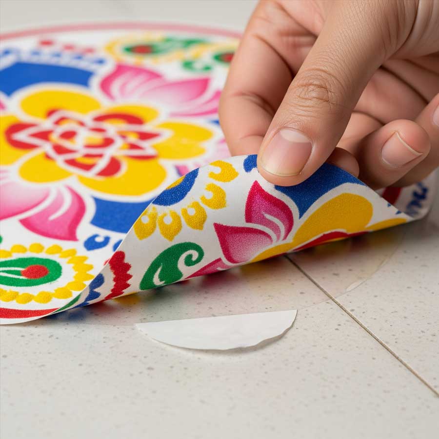 How to remove rangoli or alpona stickers from floors effectively dgtl