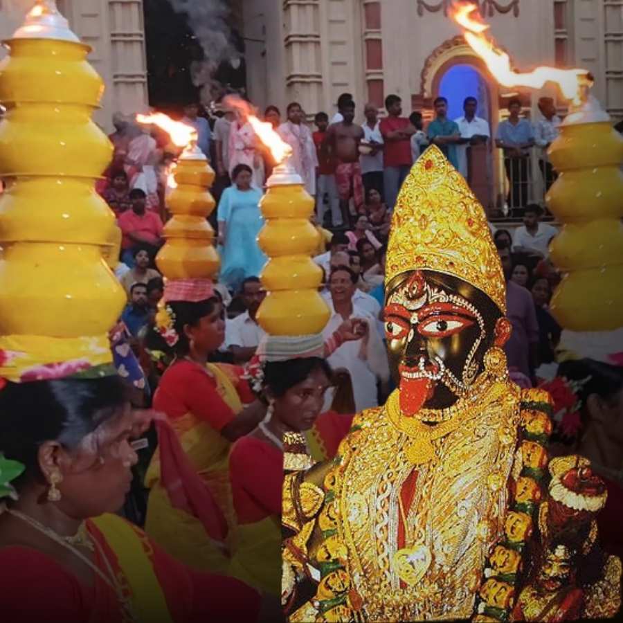 Crowd of devotees at dakshineswar temple on kalipuja dgtl