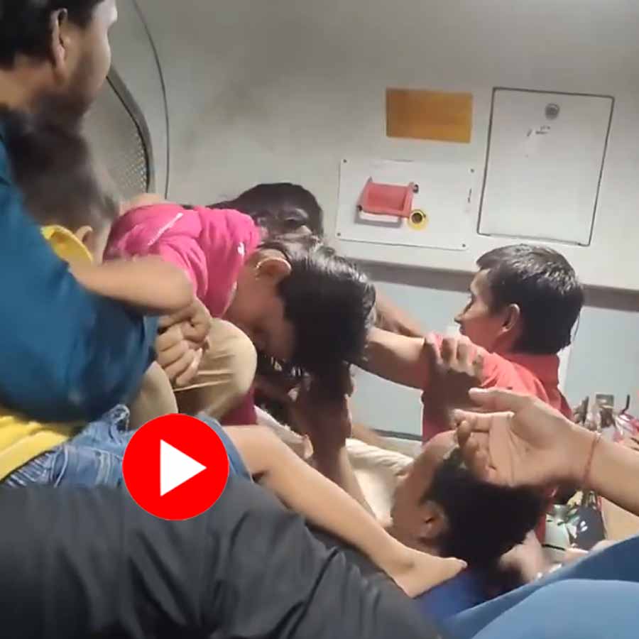 chaos inside an overcrowded train