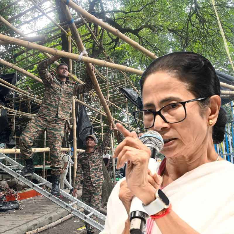 Indian Army explains why TMC\\\\\\\'s protest stage in front of Gandhi statue in Dharmatala removal