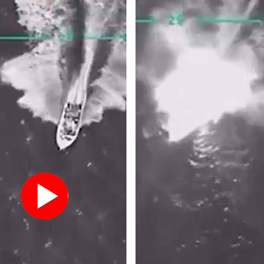 Video shows American force strikes suspected Venezuelan vessel in Caribbean sea