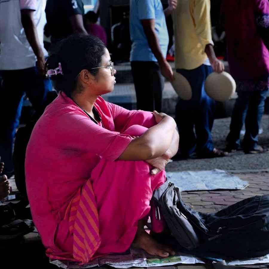 Eligible staff of education department who lost their job due to SSC scam prays to goddess Durga for getting back their job dgtl