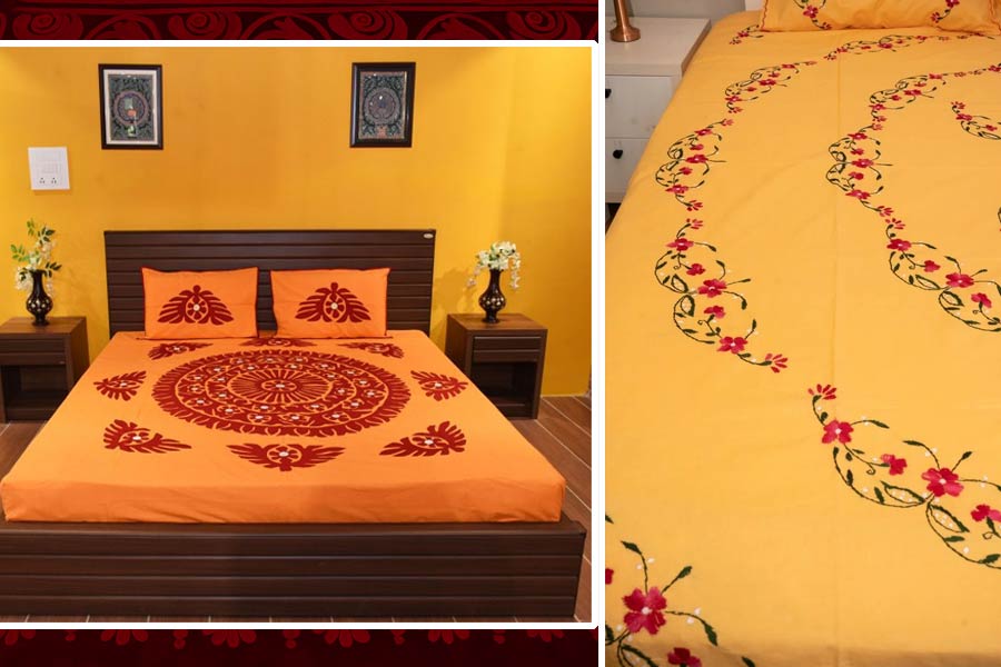 সুতো এবং কাপড়ের মেলবন্ধনে বিছানার চাদরে তৈরি হোক শিল্প।