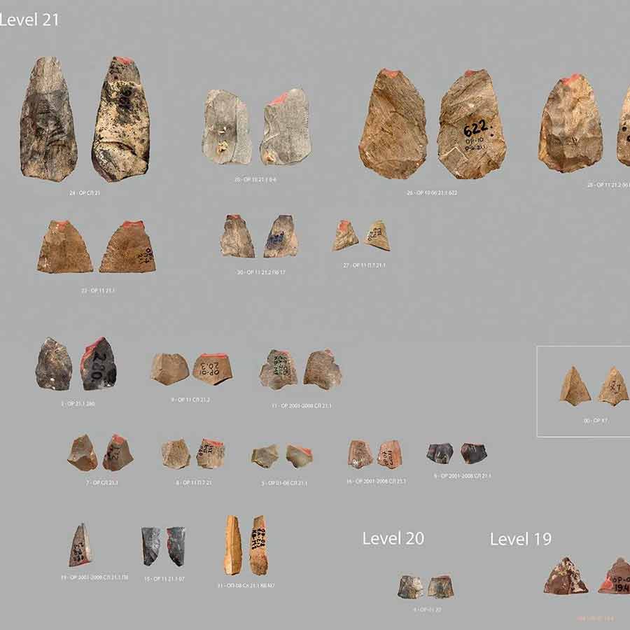 উজ়বেকিস্তানের গুহায় পাওয়া পাথরের টুকরোর নমুনা।
