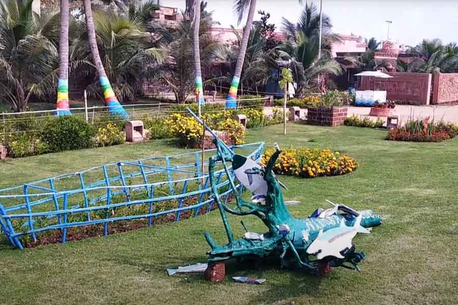 সৈকতের গায়েই অনেকটা চত্বর জুড়ে সেজে উঠেছে বাগান।