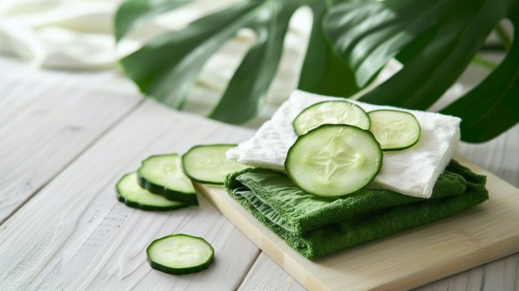 শশার স্লাইস: শশায় প্রচুর পরিমাণে অ্যান্টি-অক্সিডেন্ট এবং ভিটামিন সি রয়েছে। এটি চোখের চারপাশের ত্বককে শীতল করে এবং কালো দাগ হালকা করতে সাহায্য করে। দুটি তাজা শশার টুকরো কেটে ফ্রিজে ১০ মিনিটের জন্য রেখে দিন। এর পর চোখ বন্ধ করে শশার স্লাইসগুলি চোখের উপর ১৫ মিনিটের জন্য রাখুন।