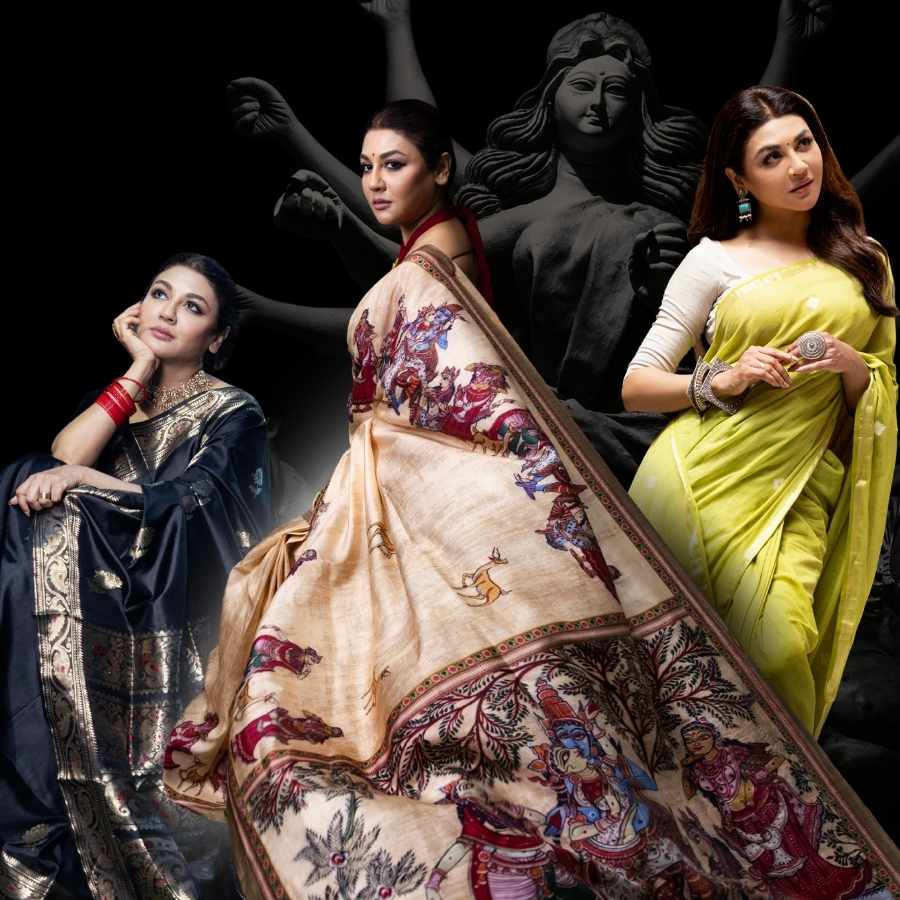 Style saree for Durga puja like actress jaya ahsan dgtl
