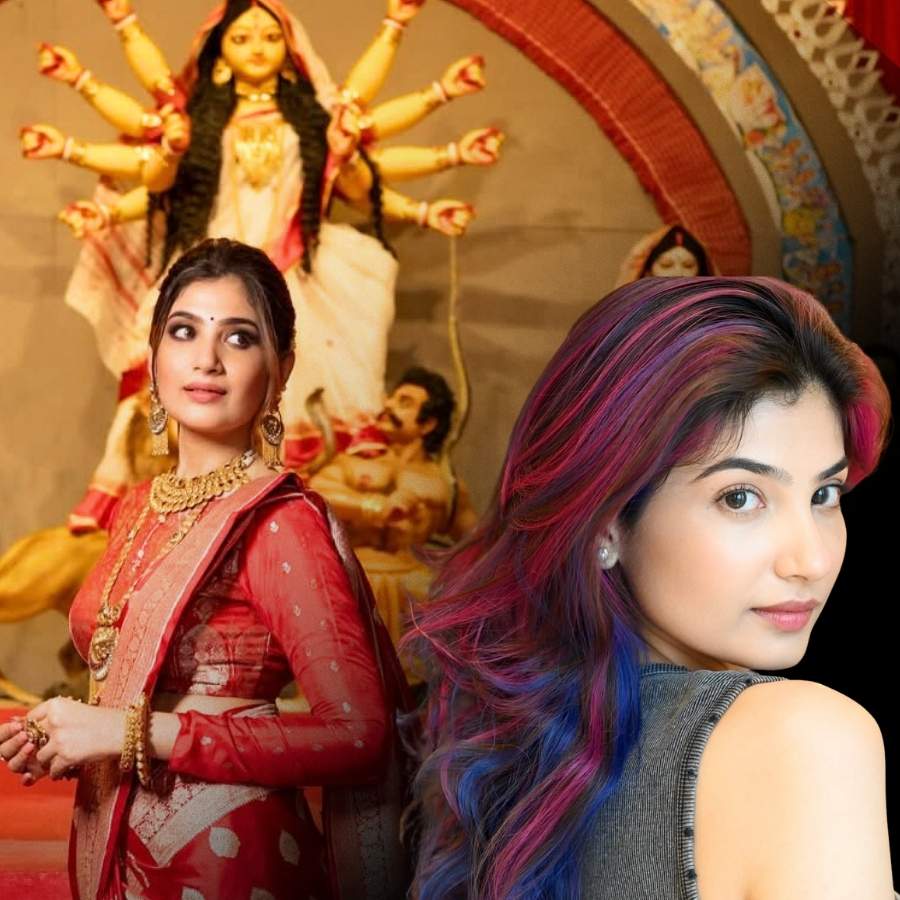 Bengali Actress Lahoma Bhattacharya Shares Durga Puja Fashion Tips with Bold Pink and Blue Hair dgtl