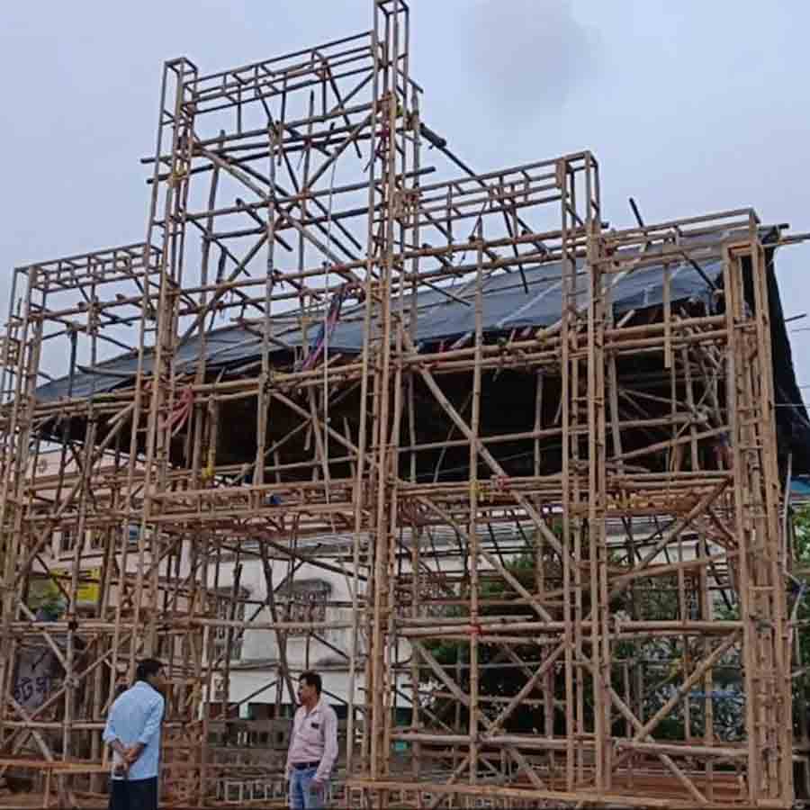 Women arranging Durga Puja with the money of Laxmi Bhander at Panskura