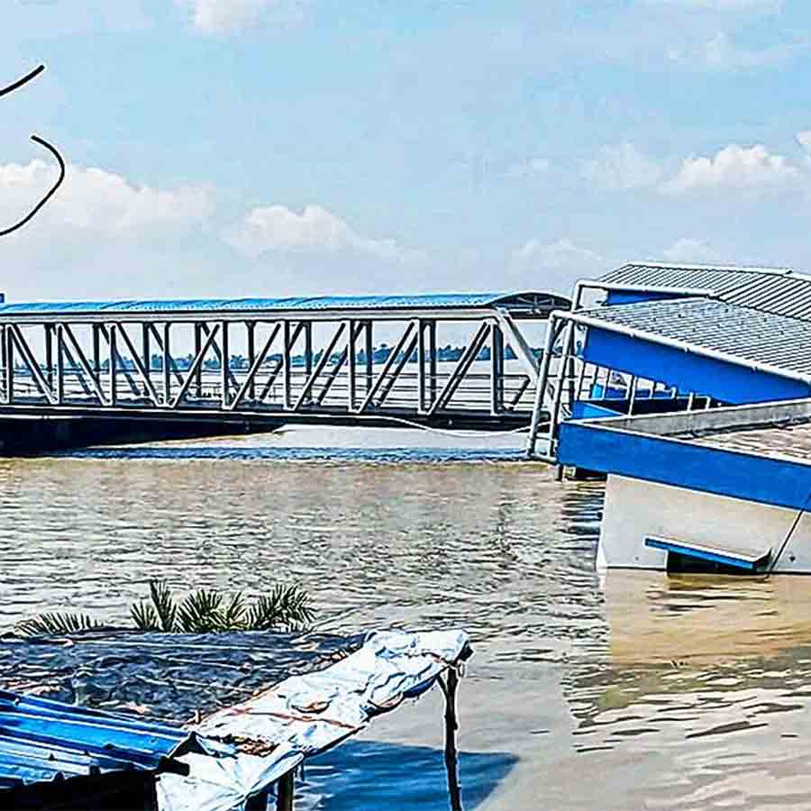 Nurpur Ferry Ghat collapsed after a dam collapsed