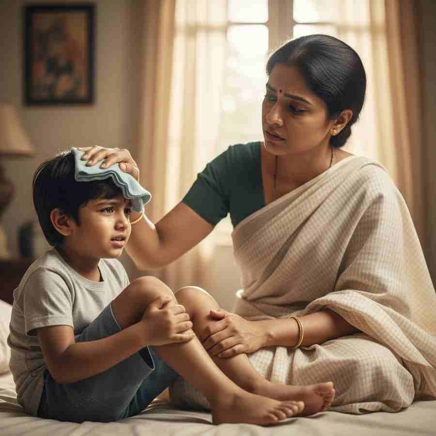 A circulating viral infection is causing not only fever and muscle aches but also leg pain