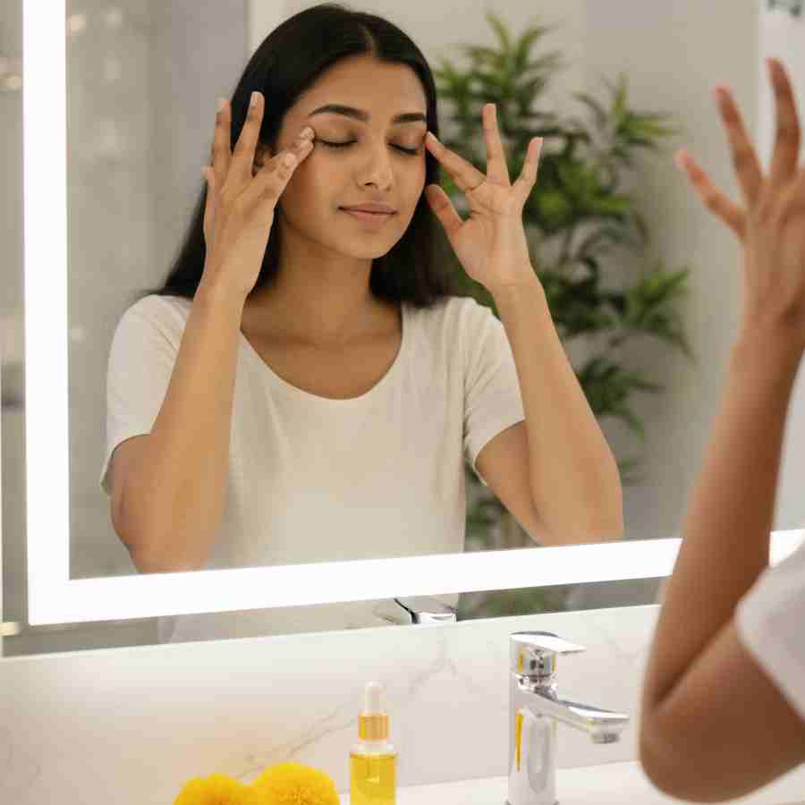 চোখের চারপাশে মাসাজ।