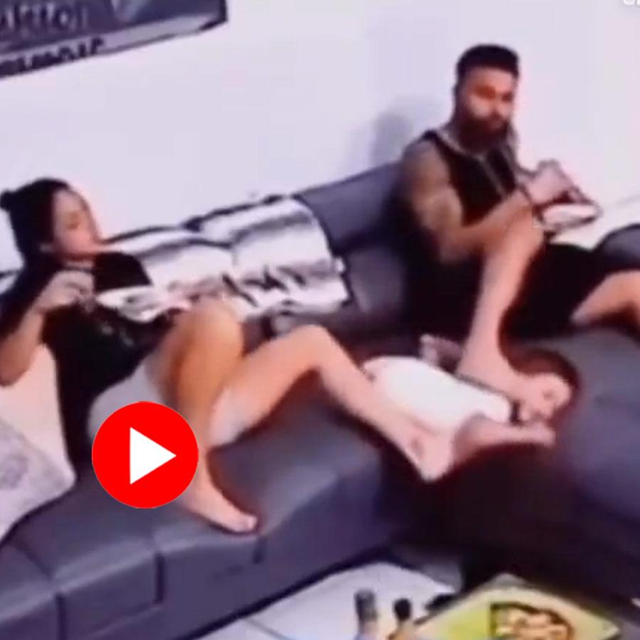 Video of parents saving their kid from falling from sofa by dragging by legs sparks concern dgtl