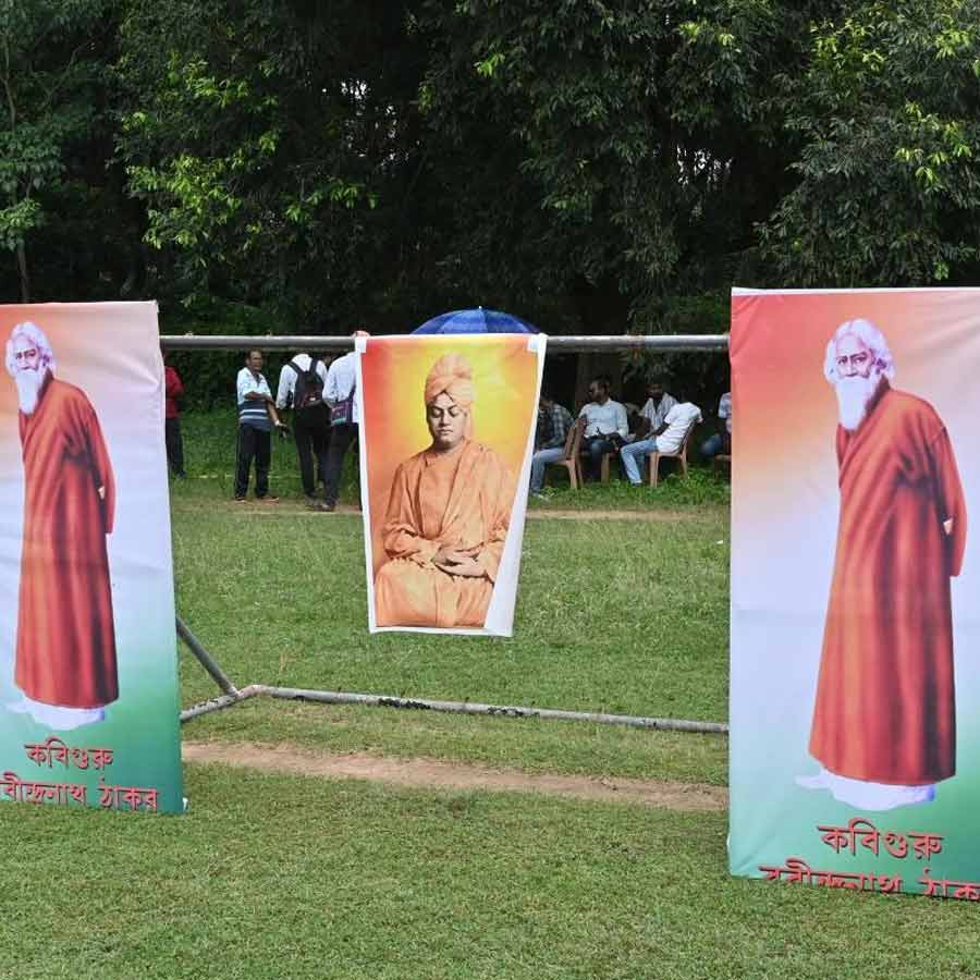 Accused of insulting Rabindranath Tagore and Swami Vivekananda by putting their pictures on goalposts in a football match of Birbhum