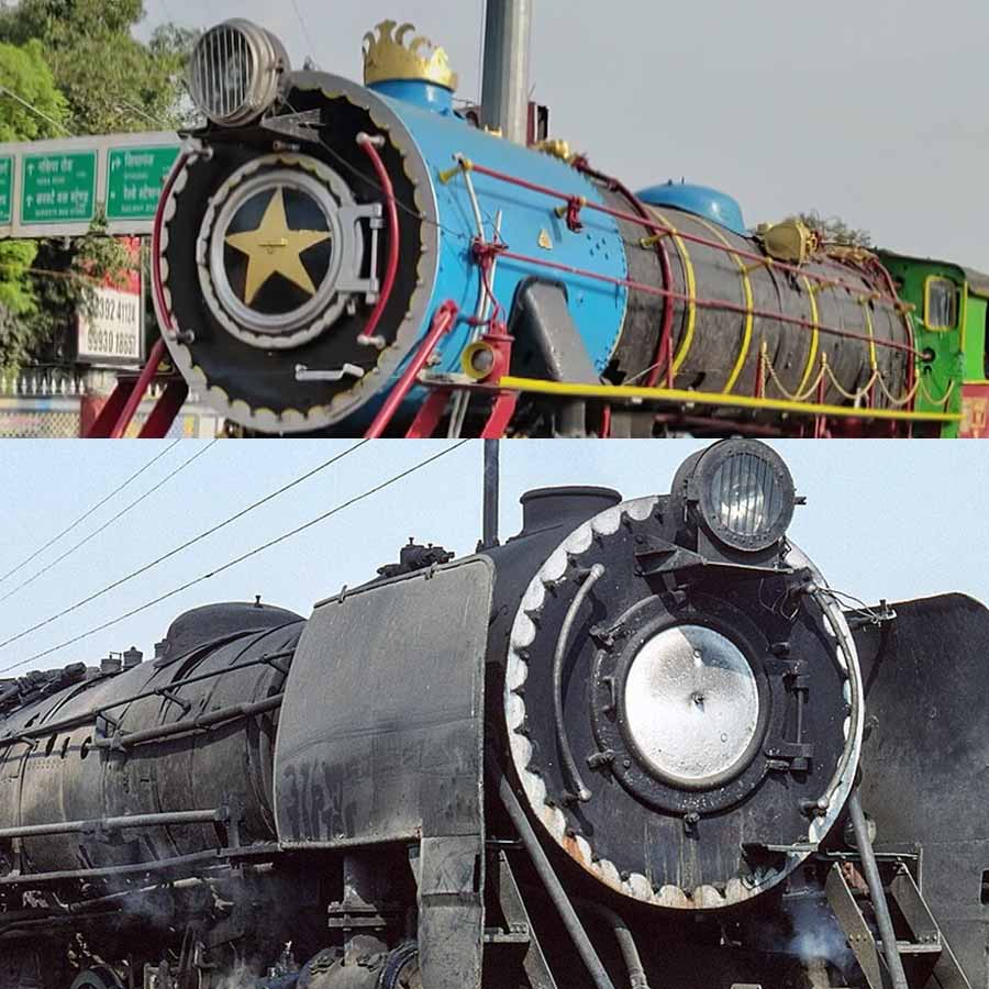 The coal-powered steam engine YG-4028 is preserved as a heritage exhibit at Indore station dgtl