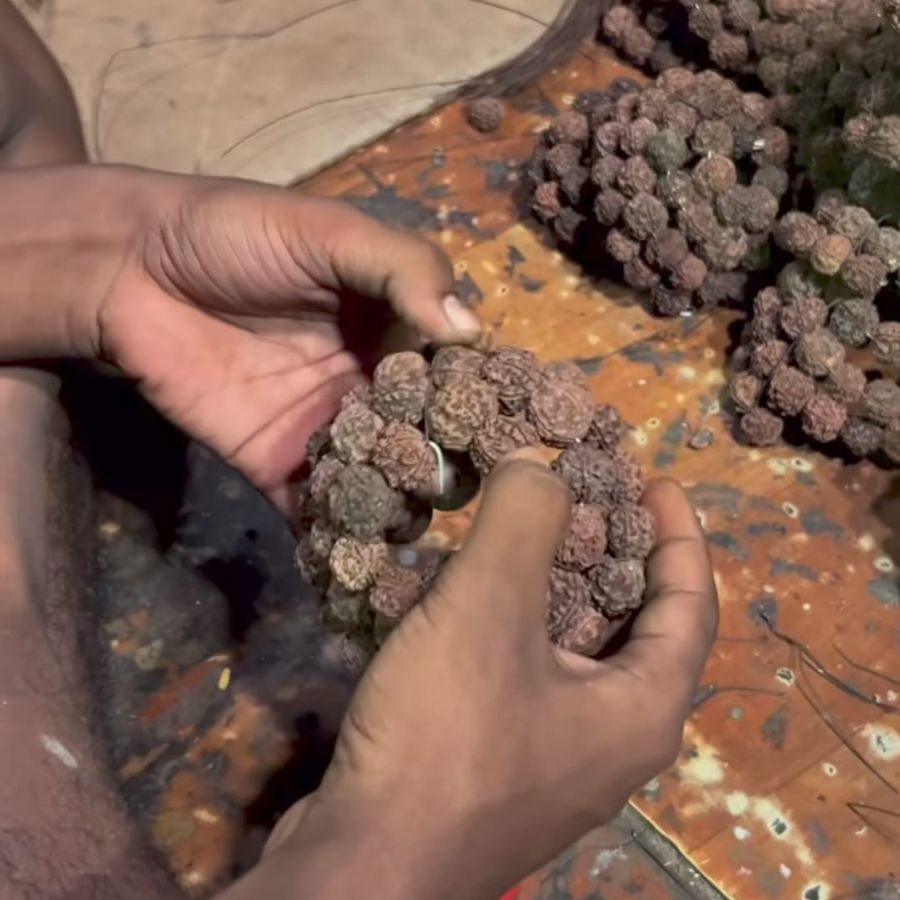 এ বছর সেই মণ্ডপে দর্শনার্থীদের জন্য অপেক্ষা করছে এক চমকপ্রদ দৃশ্য– প্রায় এক কোটি ২৬ লক্ষ রুদ্রাক্ষ দিয়ে গড়া অভিনব সাজ।