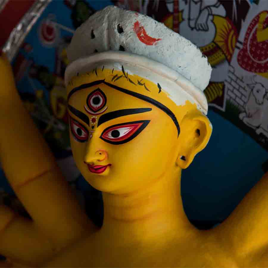 People who works behind the commodities required for completion of  Durga Idol