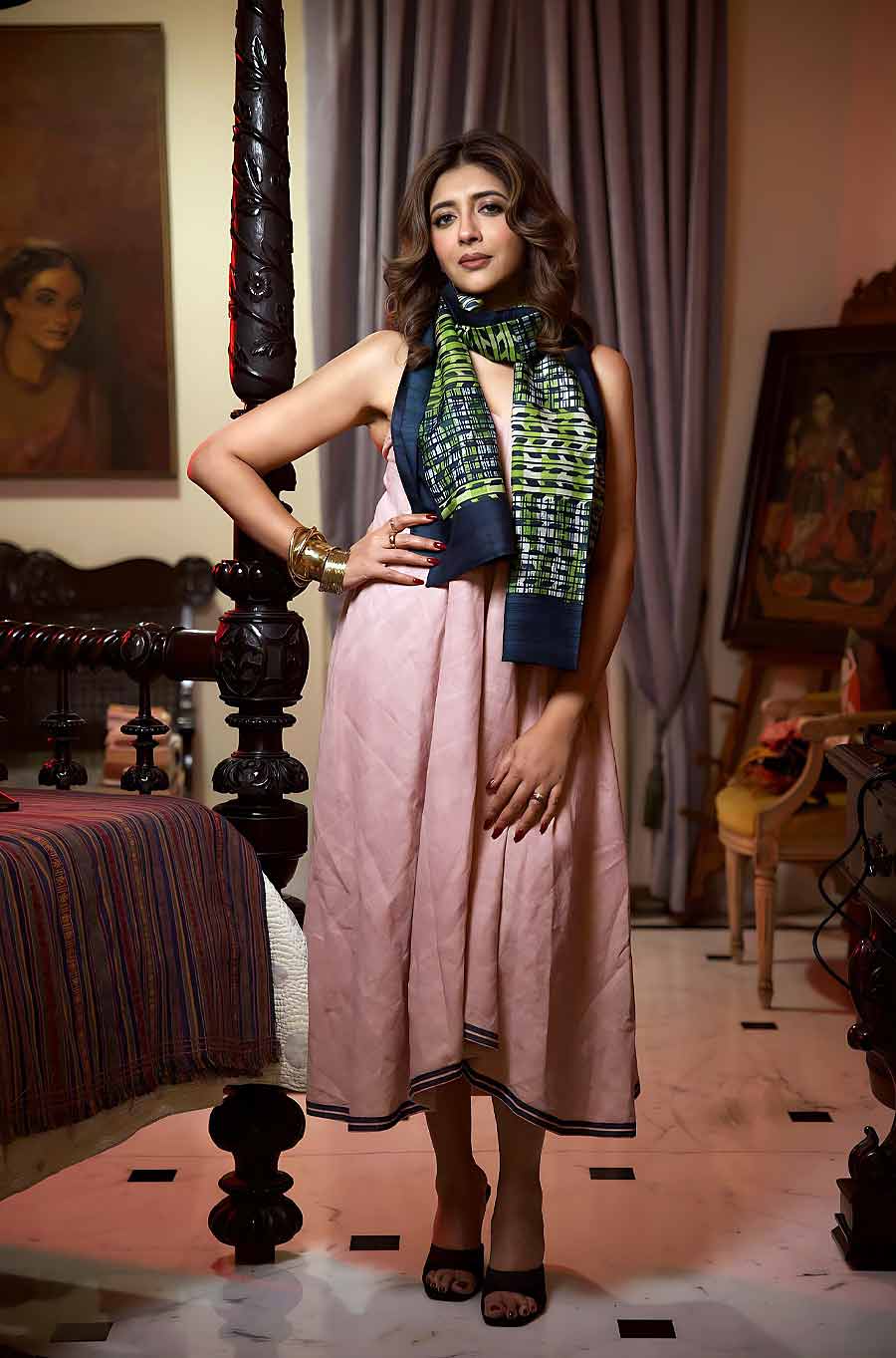 Sreenanda Shankar decked up for Durga Puja in clothes from CIMA gallery’s Art in Life exhibition