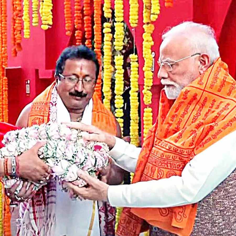 Prime Minister Narendra Modi arrives at Tripura Sundari Temple to inaugurate newly developed infrastructure