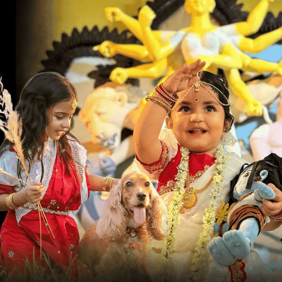 Dress Your Little kid in Traditional Red and White Bengali Attire dgtl