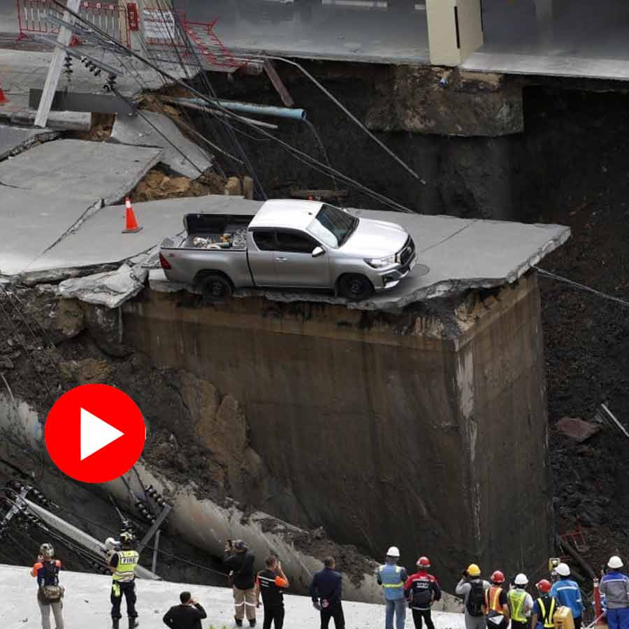 The 50 metre-deep sinkhole opened in Bangkok