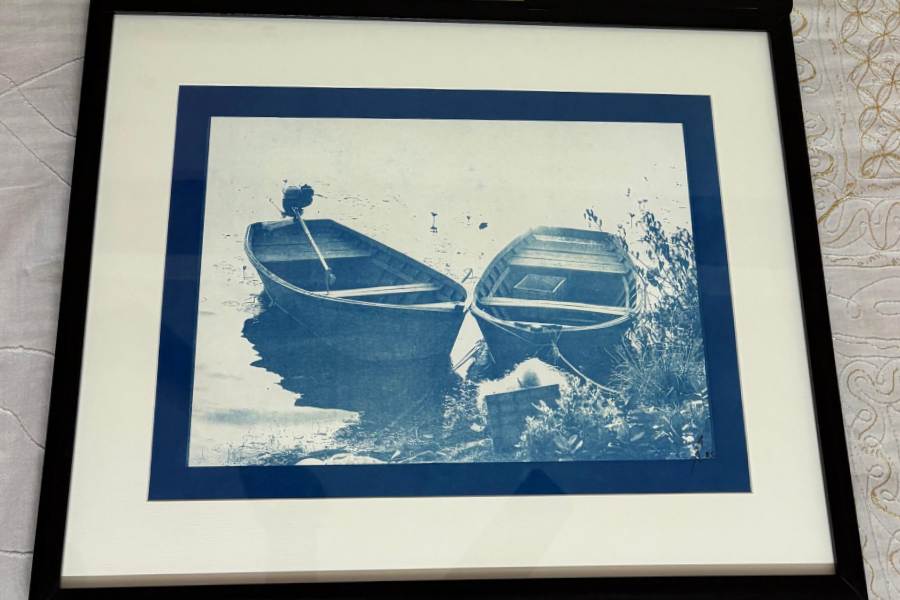 সায়নোটাইপ ছবি চৈতির এ বারের পুজোর অন্দরসজ্জার মূল আকর্ষণ। 