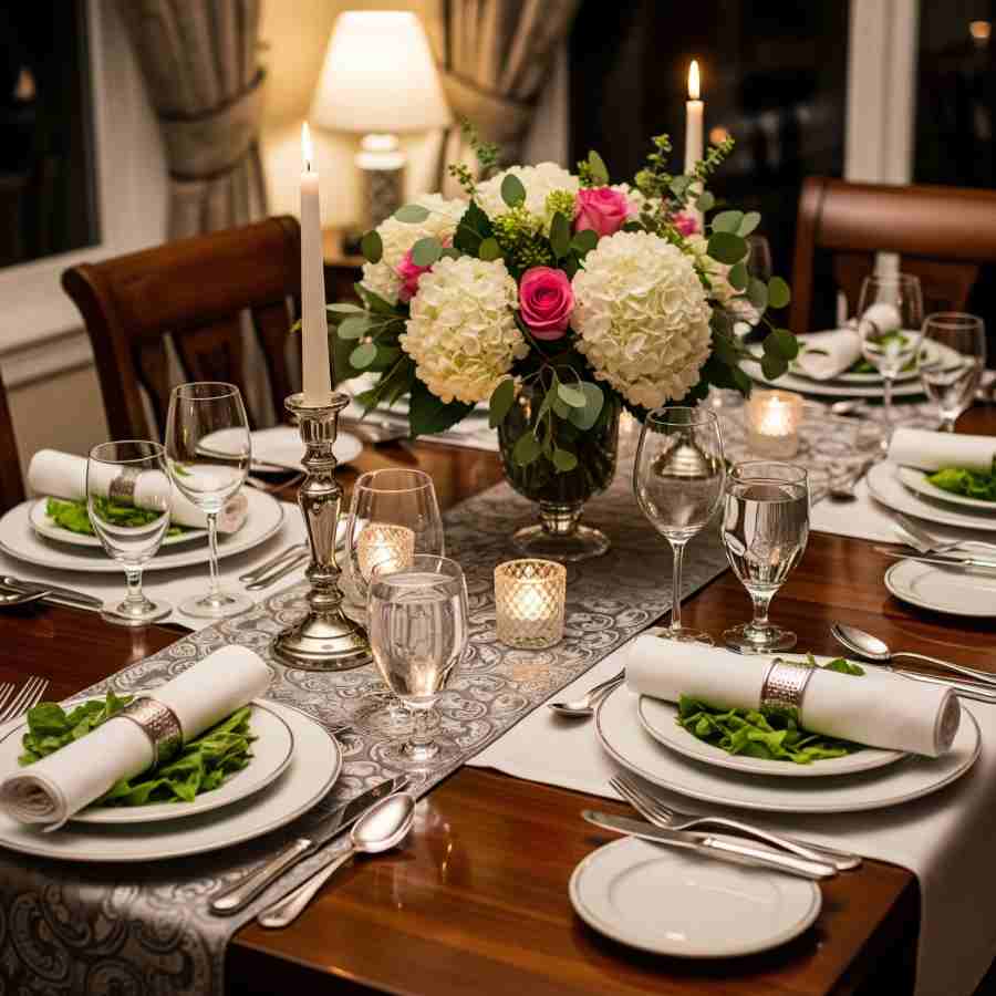 খাওয়ার টেবিলের সাজ।