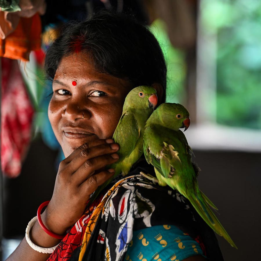 After release from jail, Maoist leader Shobha Munda is waiting to meet her husband Rajesh Munda during Durga Puja who is still in jail